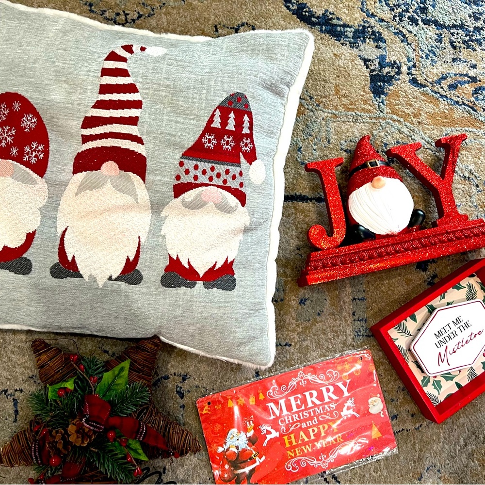Red Christmas Gnome and Decor Bundle